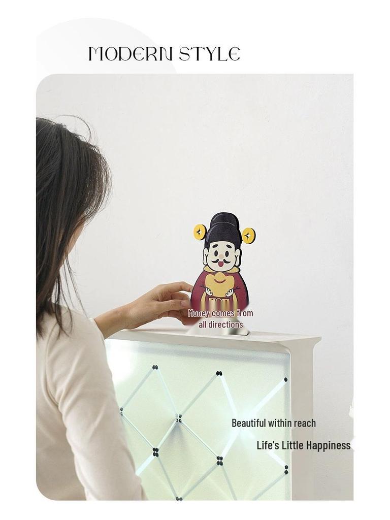 Wozoom Chinese Style God of Wealth Figurine Clock - Creative Housewarming Gift and Decoration