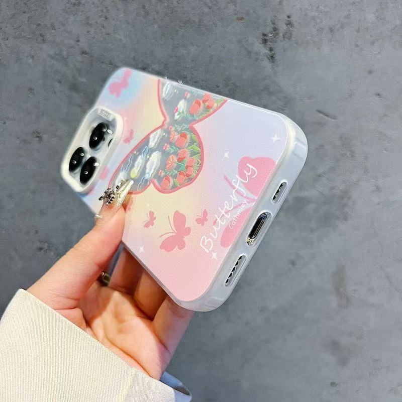 Rose Butterfly Suitable for 16plus European and American 15promax Apple Phone Case Iphone16 Girl 14 Creative 13
