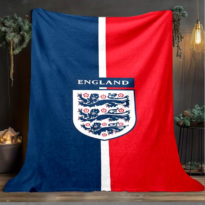 1PC England Football Crest Printed Soft Flannel Blanket Throw for Adult Bedroom Living Room Sofa Camping Travel Fan gifts Christmas Gifts