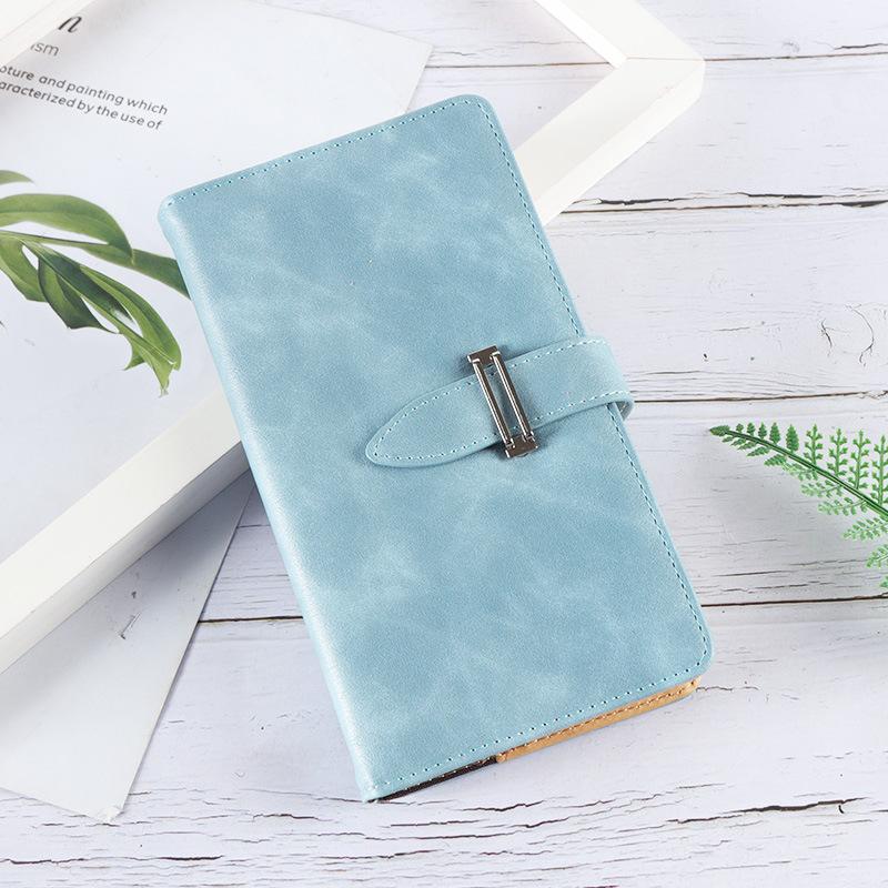 

(можно выгравировать логотип) Карманный деловой блокнот формата А6, небольшой кожаный блокнот с пряжкой, студенческий дневник путешествий, справочник, книга записей встреч. A6 светло-синий