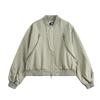 Unisex Retro Zipper Flight Jacket Short Cropped Bomber Style Streetwear Outerwear Fall
