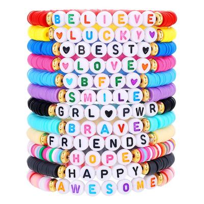 Bohemian Style Beaded Letter Bracelet Set - Stackable & Elastic for Women