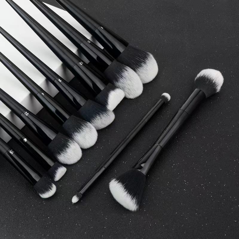 KVD Big Face Full Makeup Brush Set: 3D Concealer, Foundation, Double-Ended Eyeshadow, Loose Powder, Blending, and Setting Brushes.