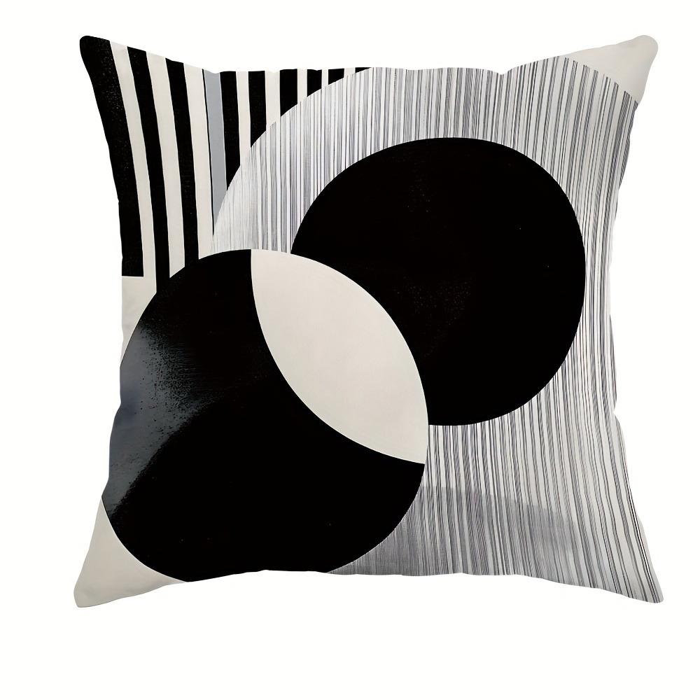 

Modern abstract minimalist geometric black and white pillow cover, sofa chair cushion cover, bedroom room decoration 16x16Inch