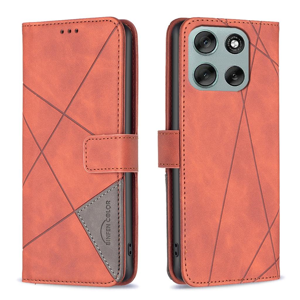For Motorola Moto G56 5G Telefondeksel BINFEN COLOR Lommebokstativ Geometri Preget Skinncover