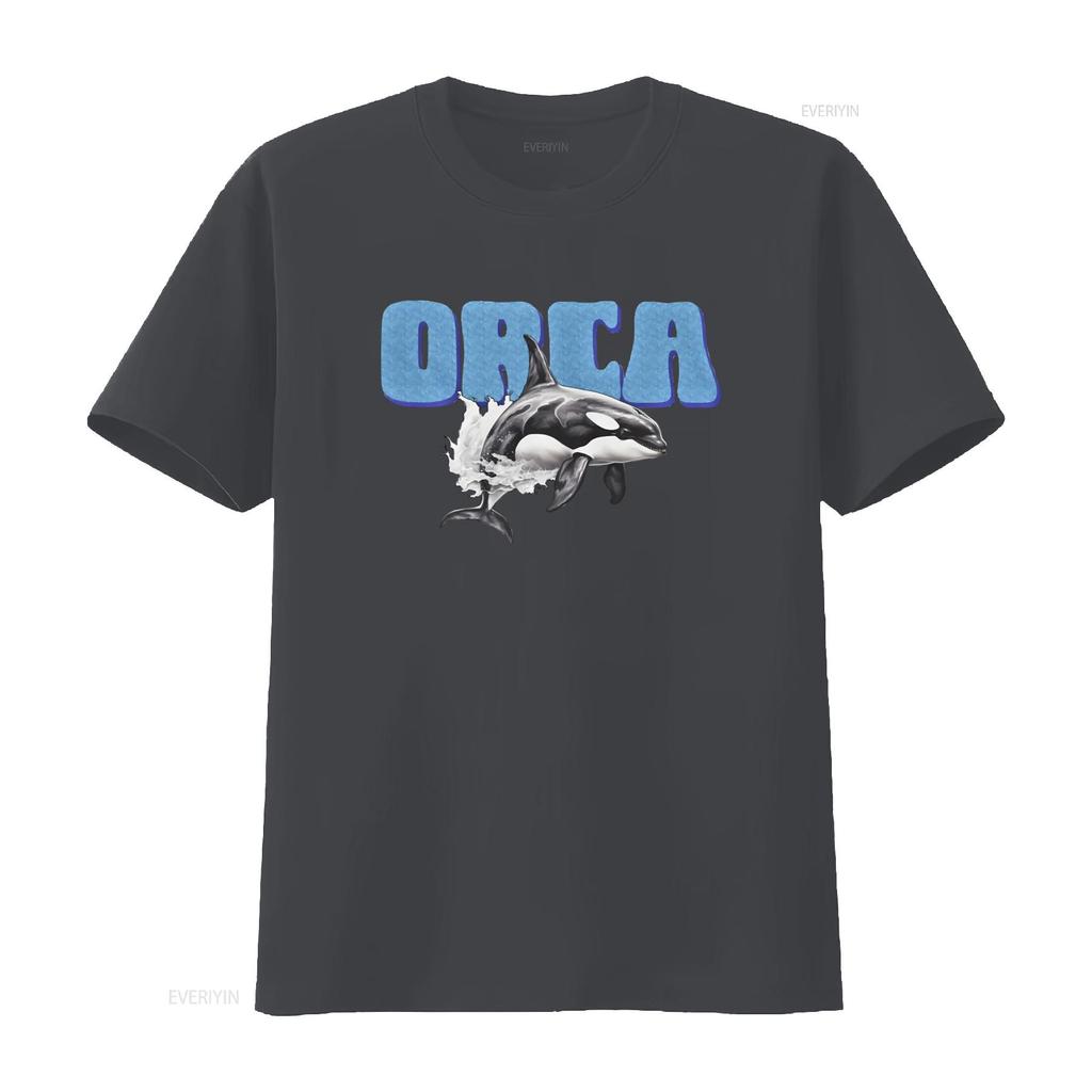 Orca Heavy Cotton T Shirt Killer Whale Design for Sea Lovers Vintage Washed Fashion Casual Versatile Stylish Soft Unisex