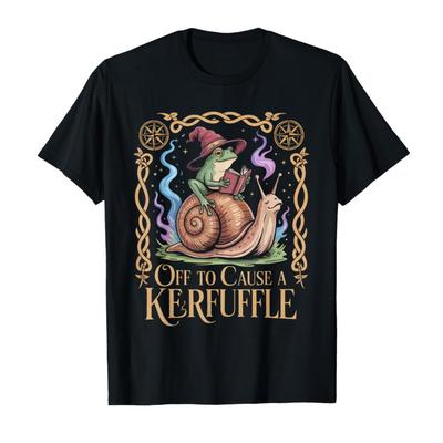 Off To Cause A Kerfuffle Funny Frog Wizard Meme T-shirt For Men Women 100% Cotton T Shirts Short Sleeve Tops 0123-2 - Men's S...