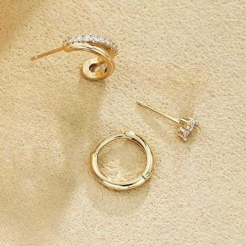3Pcs Stainless Steel Shiny Crystal Hoop Earrings For Women Fashion Minimalist Small Round Huggie Earrings Trendy Punk Jewelry
