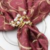 Christmas Fawn Napkin Ring, Metal Buckle Cloth Ring, Gold and Silver Pearl, Wedding Table Decoration, 12 PCs/Lot