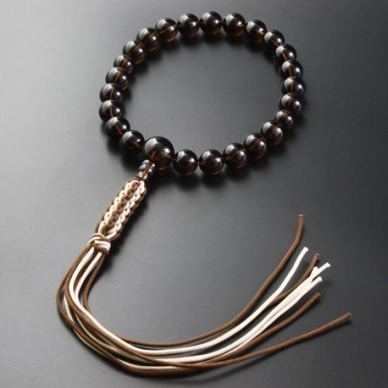 [Kyoto Butsudan Hayashi] Men's Prayer Beads with Braided Tassel and Brown Crystal, Jodo Shinshu Honganji [Prayer Beads Bag Set] M-081, Kyoto