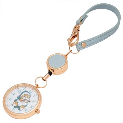 Fieldwork Women's Analog Pocket Watch Keychain Watch by Mofusand with Reel, Reel KC Watch J Shark Nyan 2 Design, Blue, MSD007-4
