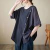 New Cotton and Linen Plus Size Women's Summer Loose Short-sleeved Slimming