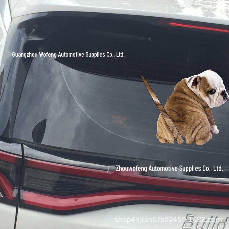 Bulldog Rear Wiper Sticker: Sand Skin Dog Puppy for Car Window