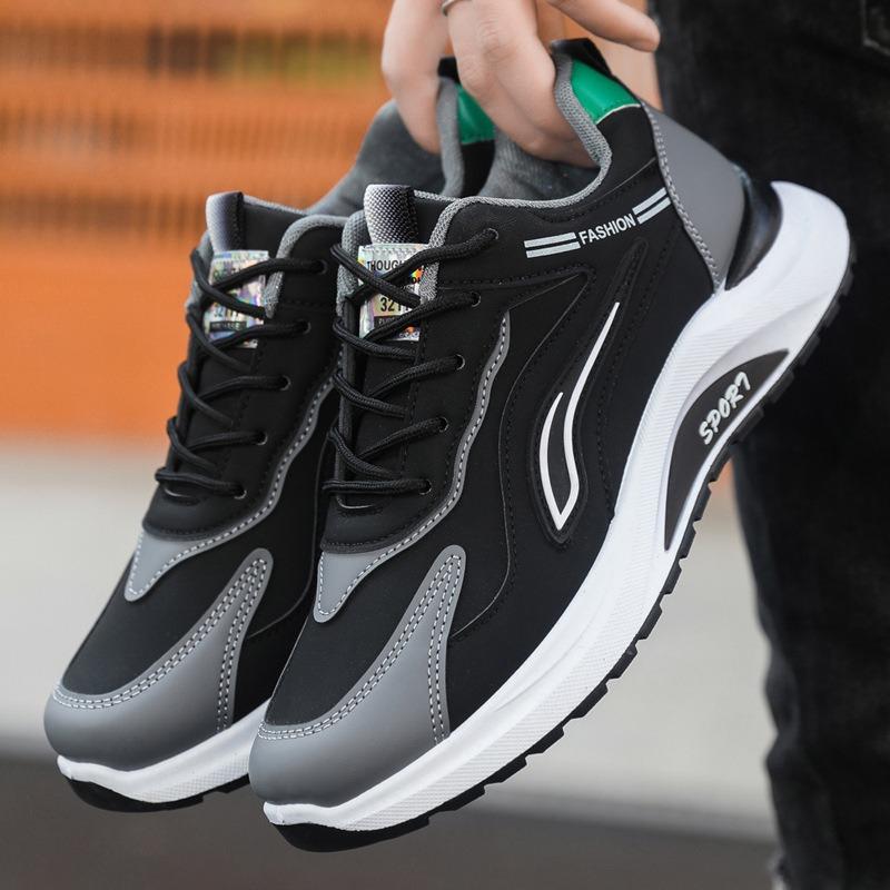 New sports shoes men's breathable student running shoes outdoor lace-up sports hiking shoes men's black casual shoes