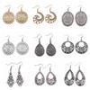 38 Styles Women Ethnic Style Jewelry Earrings Bohemia Carved Round Oval Waterdrop Flower Pattern Dangle Earrings Drop Earrings