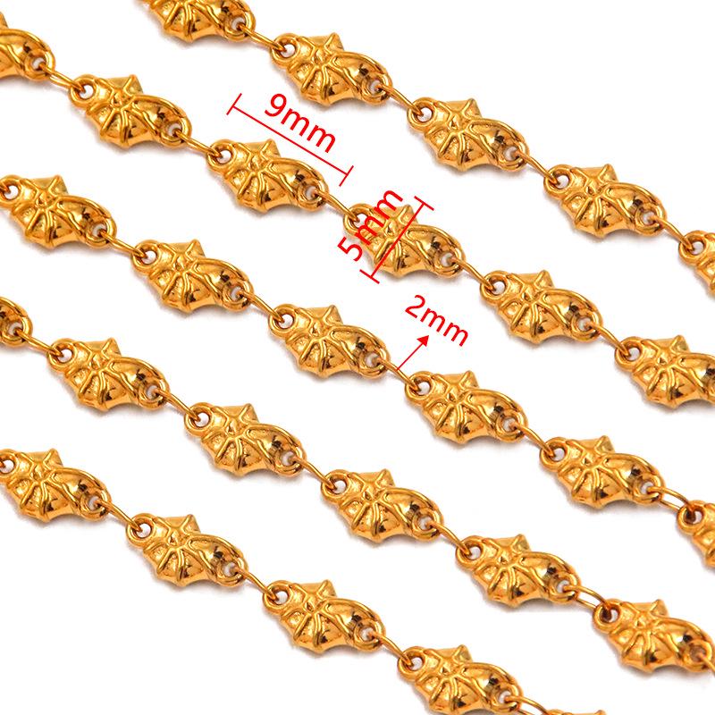 18K Gold Plated Stainless Steel Heart, Butterfly, Four-Leaf Clover, Shell Chain Bracelet/Necklace, 50cm.