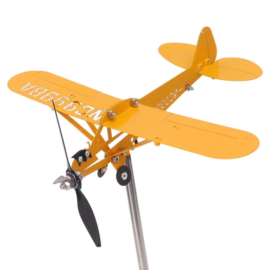 Piper J3 Cub Flugzeug Windmühle 3D Metall Flugzeug Windmühle Außen Dach Windmühle Gartendekor