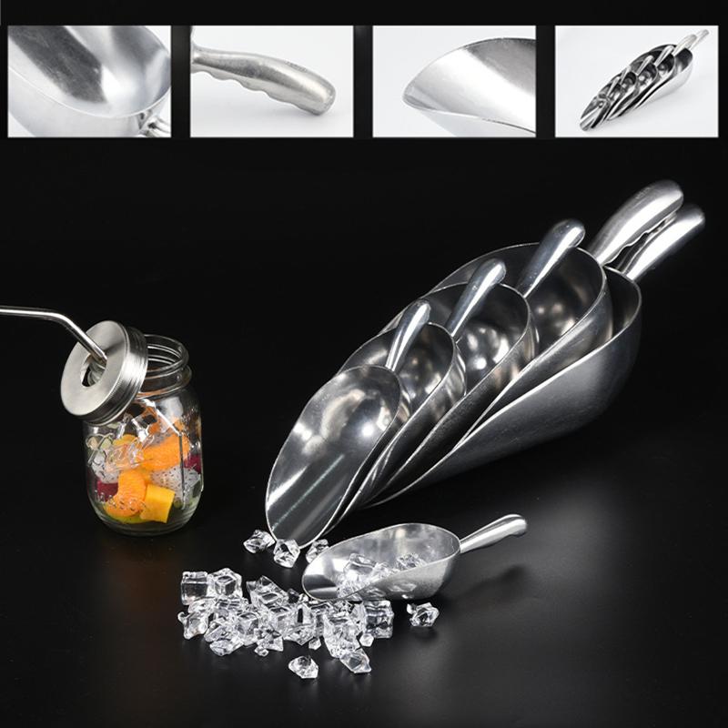 Eisschaufel aus Aluminiumlegierung in 4 Größen, multifunktionaler Getreide-Kaffeebohnen-Riegel-Würfelschaber, Messlöffel, Küchenzubehör