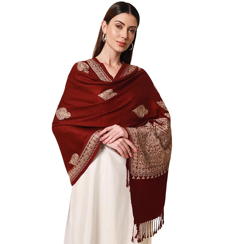 Women's Ghazal Kashmiri Aari Embroidery Stole (Size: 71X203 CM)