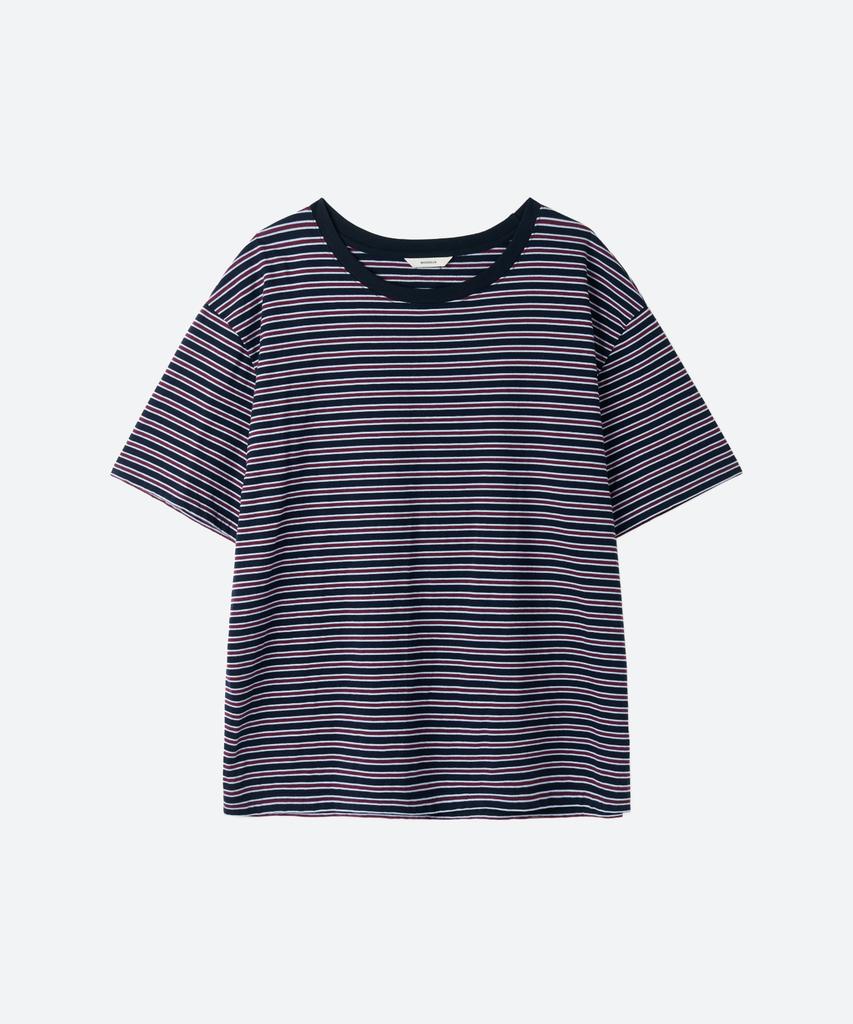 MOONSUN Mj Unisex, Stripe Oversized T-Shirt / Navy