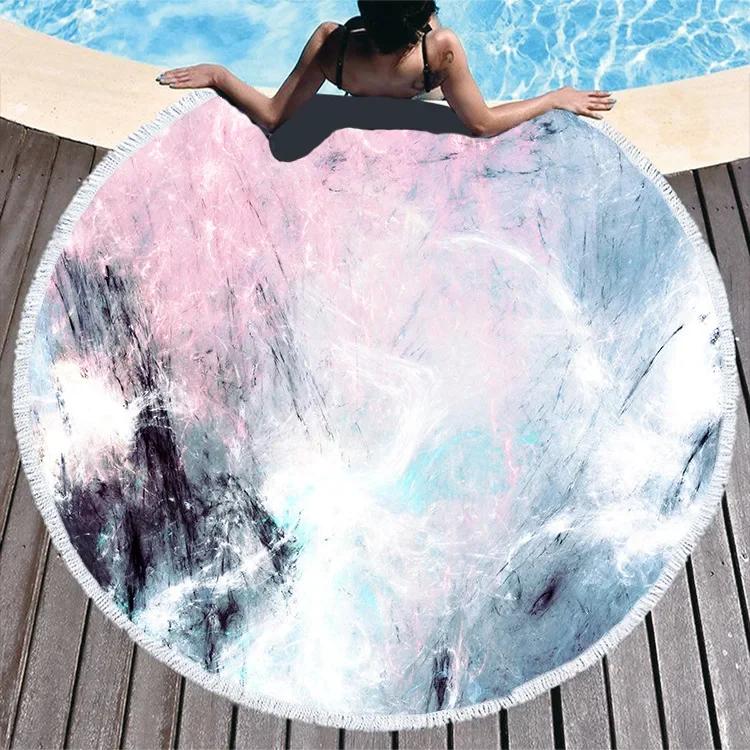 Big Round Beach Towel Colorful Quicksand Print Shower Bath Towels Creative Funny Abstract Beach Blanket Cover  New