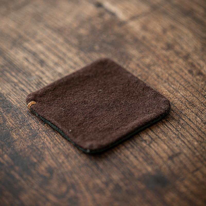 Hand Sewn Tea Cup Heat Insulation Pad Tie Dye Grass Wood Mat for Zen Theme Tea Ceremony Dining Table