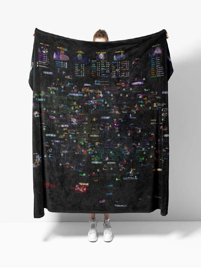 Hollow Knight Karte Wurfdecke Gaming Karte Weiche Warme Flanelldecke für Bett Wohnzimmer Zuhause Sofa Dekor