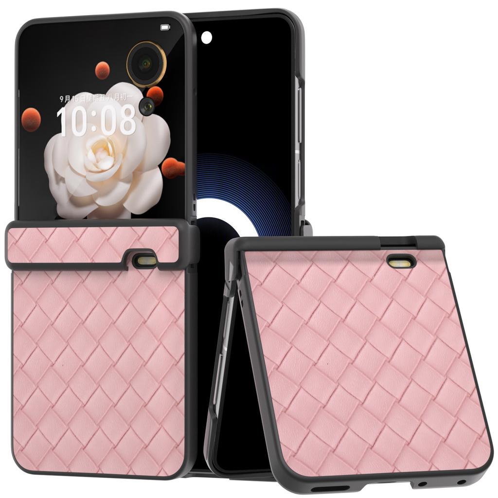 Für Honor Magic V Flip 5G Hülle Scharnierschutz Gewebestruktur Leder+PC Handyhülle