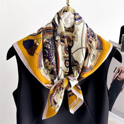 Silk Scarf Luxury 65*65cm Designer Hair Head Large Handkerchief Hijab Shawl Women Bandanna Foulard Muffler Hairband Neckerchief