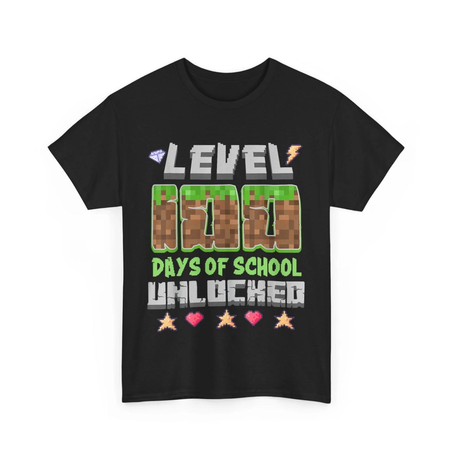 Level 100 Days of School Unlocked Gaming Pixel 100th Day T Shirt S