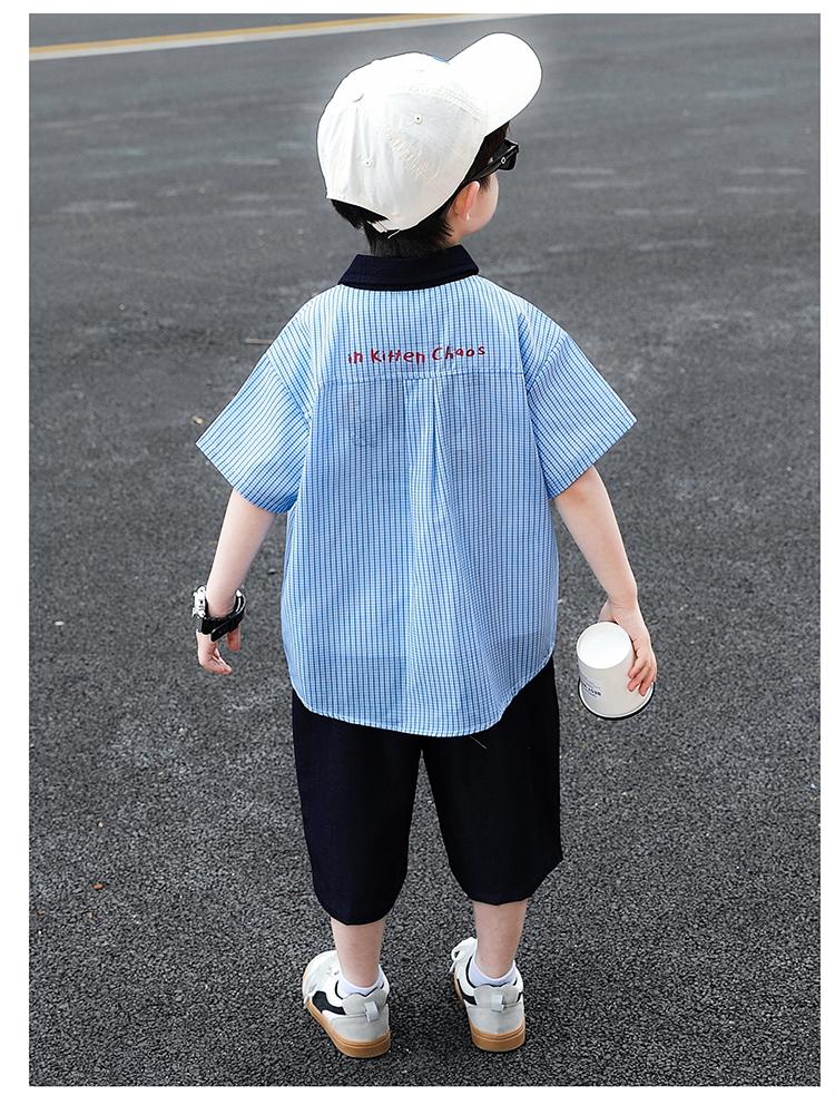 Boys' Shirt Set Summer Thin Edition 2026 New Handsome and Fashionable Baby Summer Clothes Children's Short Sleeve Two Piece Set