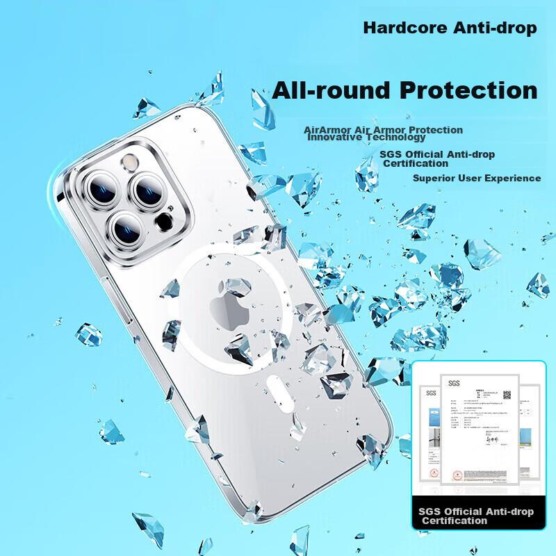 Baseus IPhone 12 Case, MagSafe Compatible Magnetic Charging Case, Anti-Slip Shockproof Mirror Finish Trendy Design, Fully Transparent