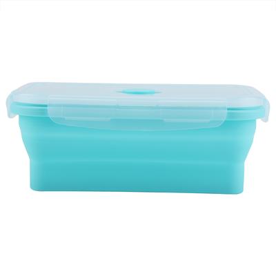 Tragbare Silikon-Lunchbox Faltbar Mikrowellengeeignet Lunchbox Lebensmittelbehälter Grün 1200ml