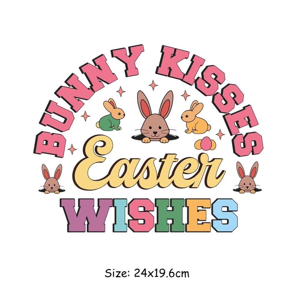 Happy Easter Designs Patch On Clothes Fashion Heat Press Appliqued Jeans Diy Accessory Sticker Stripes Patch Decals Bunny Wishes