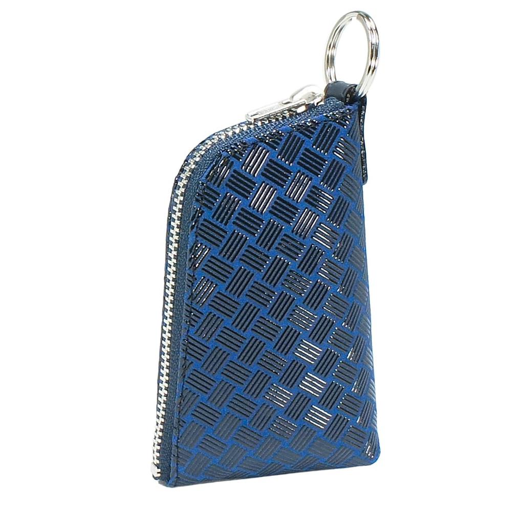 Indenya Inden Key Case D, Deerskin, Cobalt Blue with Black Lacquer, Ajiroi Weave Pattern, 4707-cb-158, Custom Order