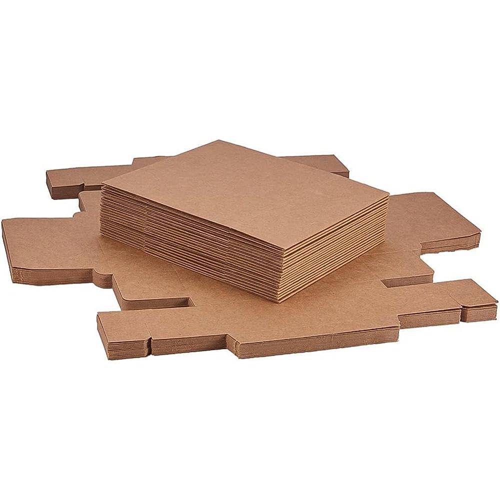 1set Kraft Paper Folding Box Drawer Box Rectangle BurlyWood 12.8x10.8x4.2cm 20pcs/set