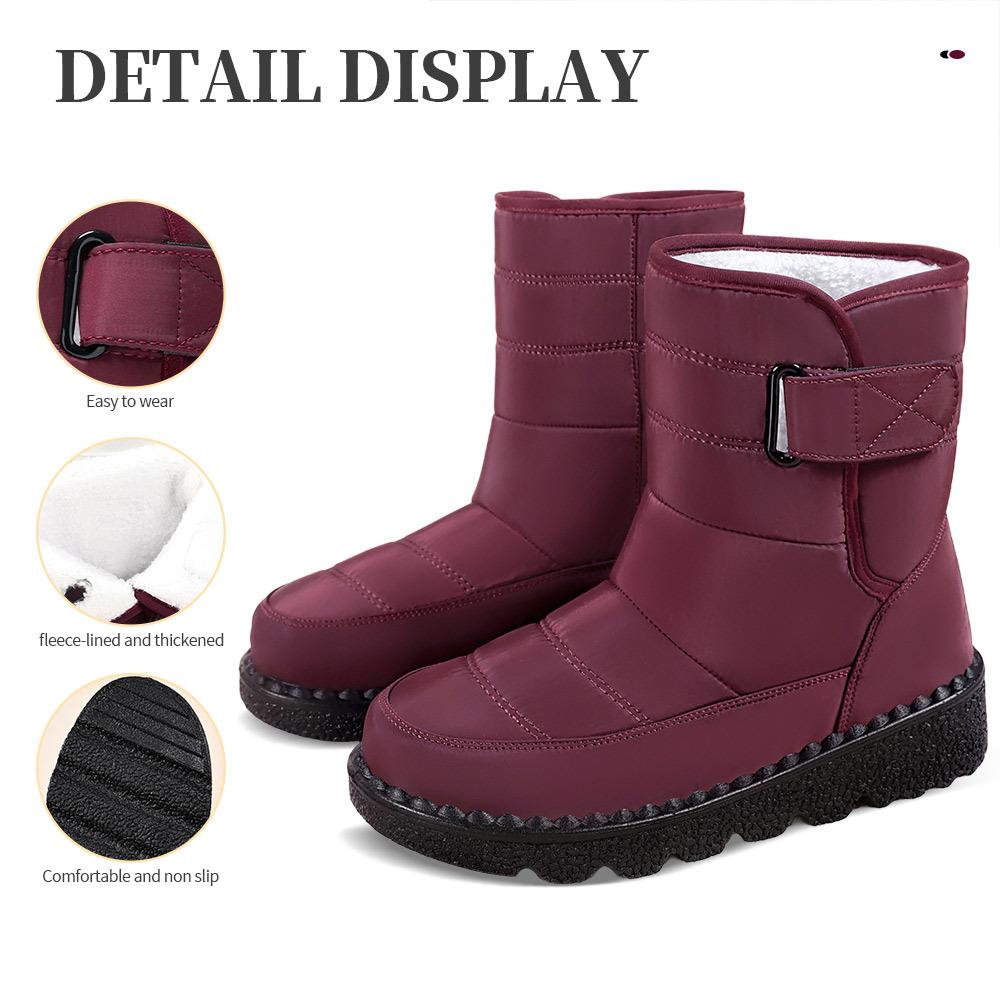 Cotton boots Women's snow boots Polyurethane boots Women's large size high-top boots Fleece thickened cotton boots