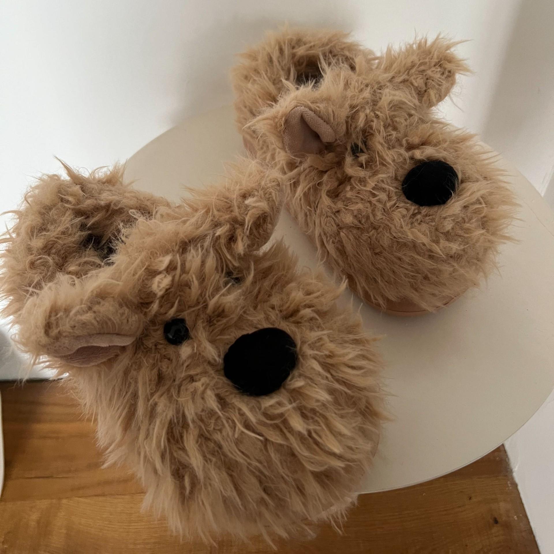 

Women Cute Puppy Cotton Slippers 2025 Winter Soft Indoor Warm Slippers Woman Non-Slip Plush Soft Soled Flat Home Cotton Slippers 40-41