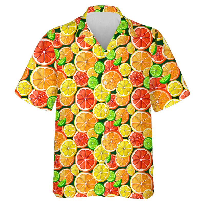 Tropische Früchte Zitrone 3D-Druck Strandhemden Papaya Avocado Grafik T-Shirt für Männer Kleidung Niedliches Y2k Design Frauen Reversbluse Top