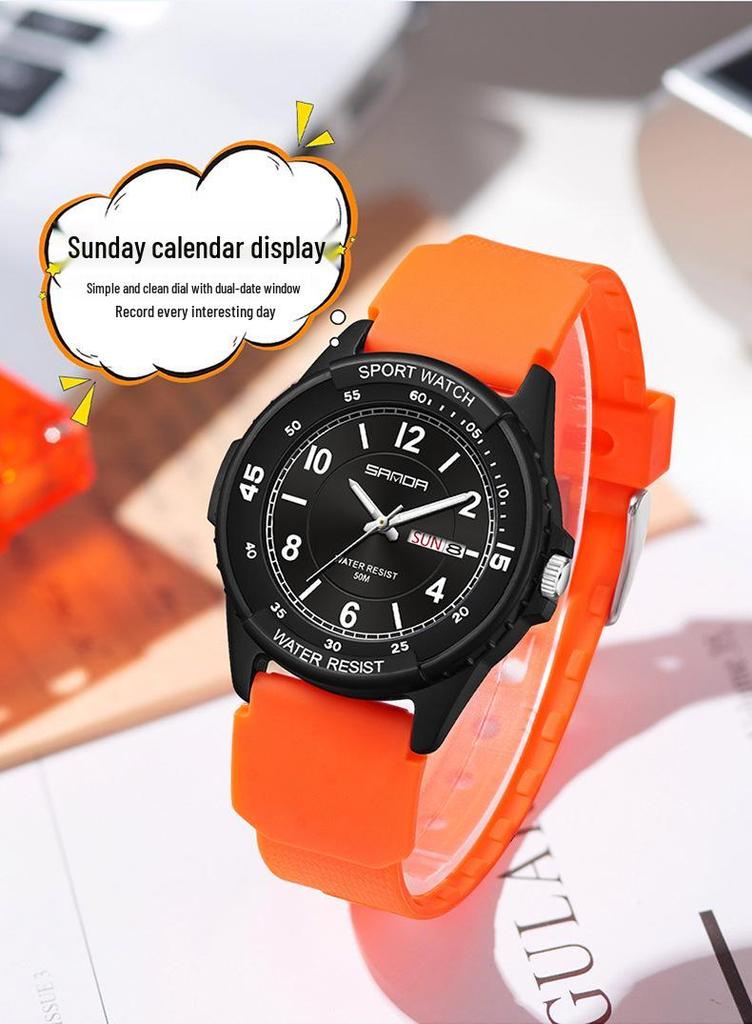 Sanda Fashion Youth Quartz Wristwatch: Casual Digital, Dual Calendar, Luminous, Waterproof, Unisex.