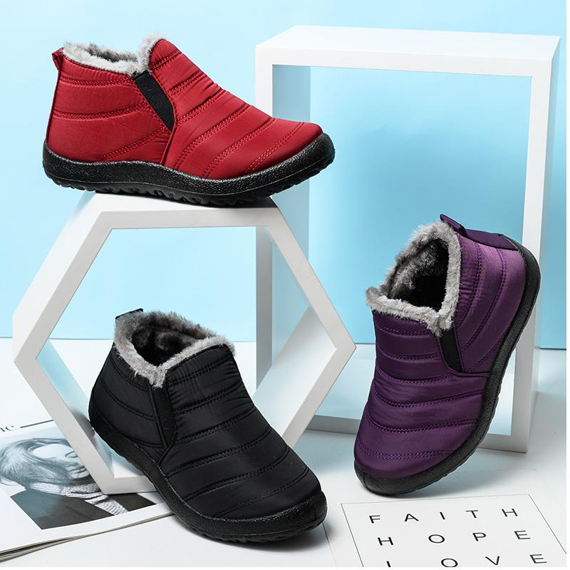 Bottes d'hiver ultralégères pour femmes, bottines imperméables, chaussures plates décontractées en peluche