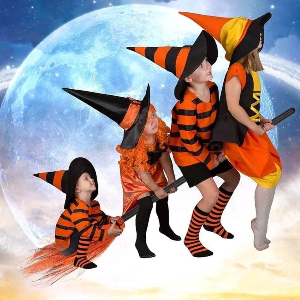 Colorful Kids Cosplay Flying Cosplay Costume Accessories Broomstick Props Witch Broom Party