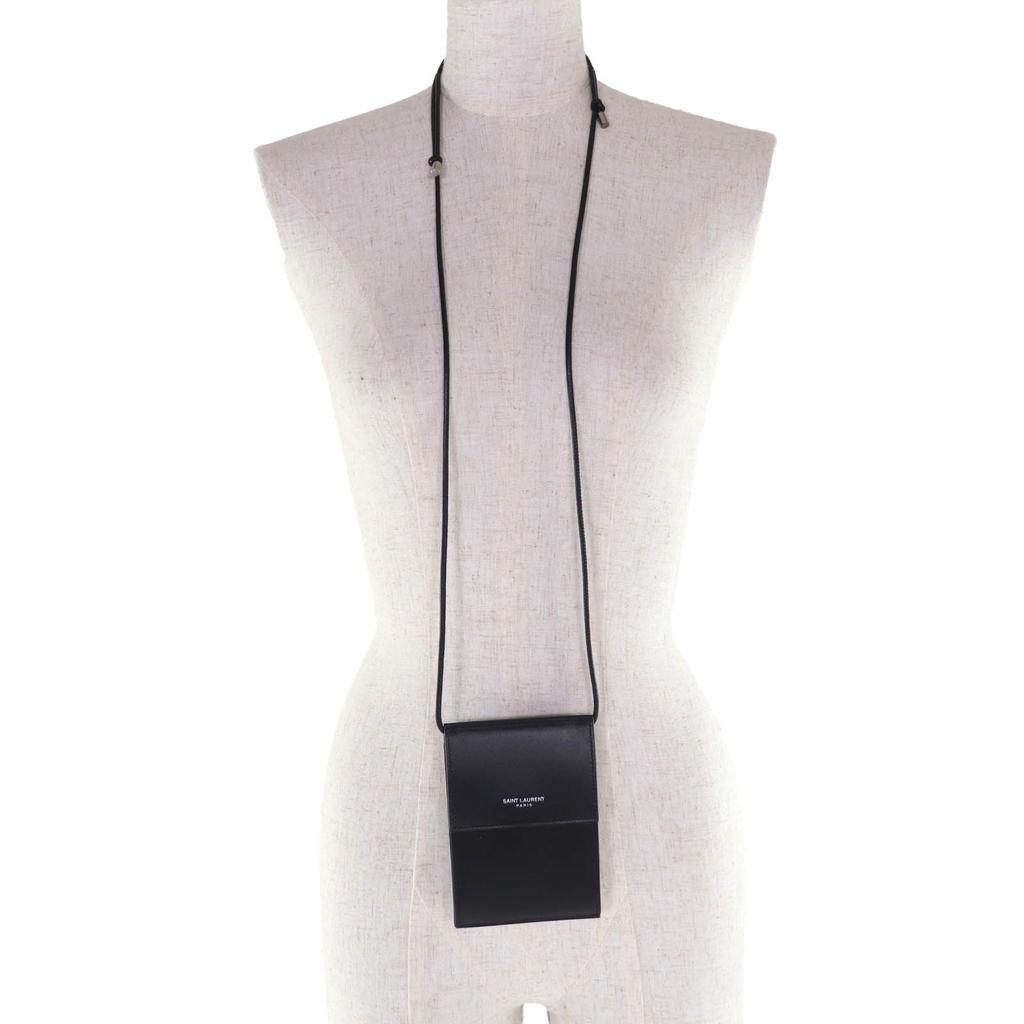 Pristine SAINT LAURENT PARIS Shoulder Bag Black Leather Women 802728 Used