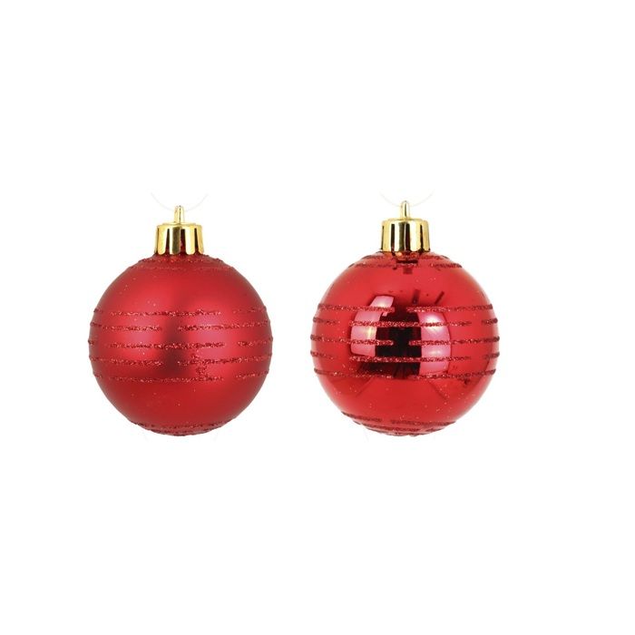 Boules de Noël - Set de 8 - Rouge - 6 cm - Finitions mates et brillantes