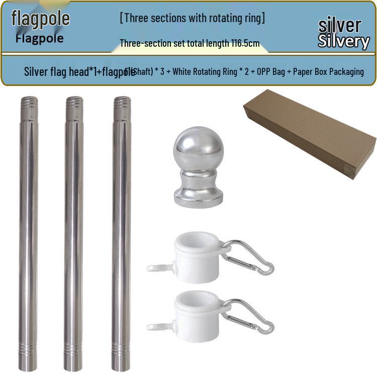 5-Piece 6FT Wall-Mounted Flagpole with Anti-Tangle Swivel and Lamp Pole Mounting