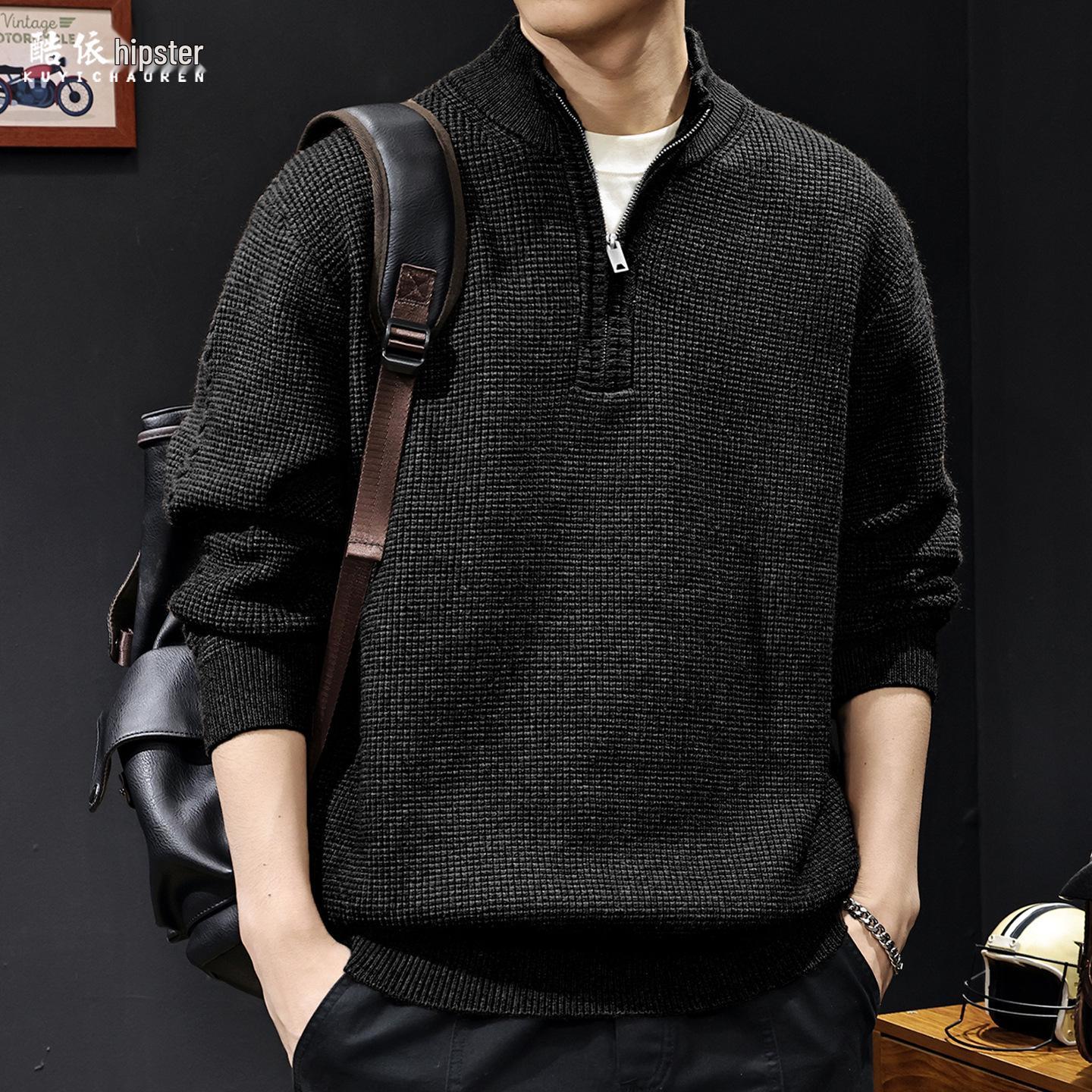 Men s American Retro High-Collar Knit Sweater, Heavyweight Winter 2025 Collection, Plus Size Available XL (150-170 jin)