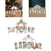 12Pcs Cartoon Holy Family Nativity Scene Set Holiday Decor Resin Craft