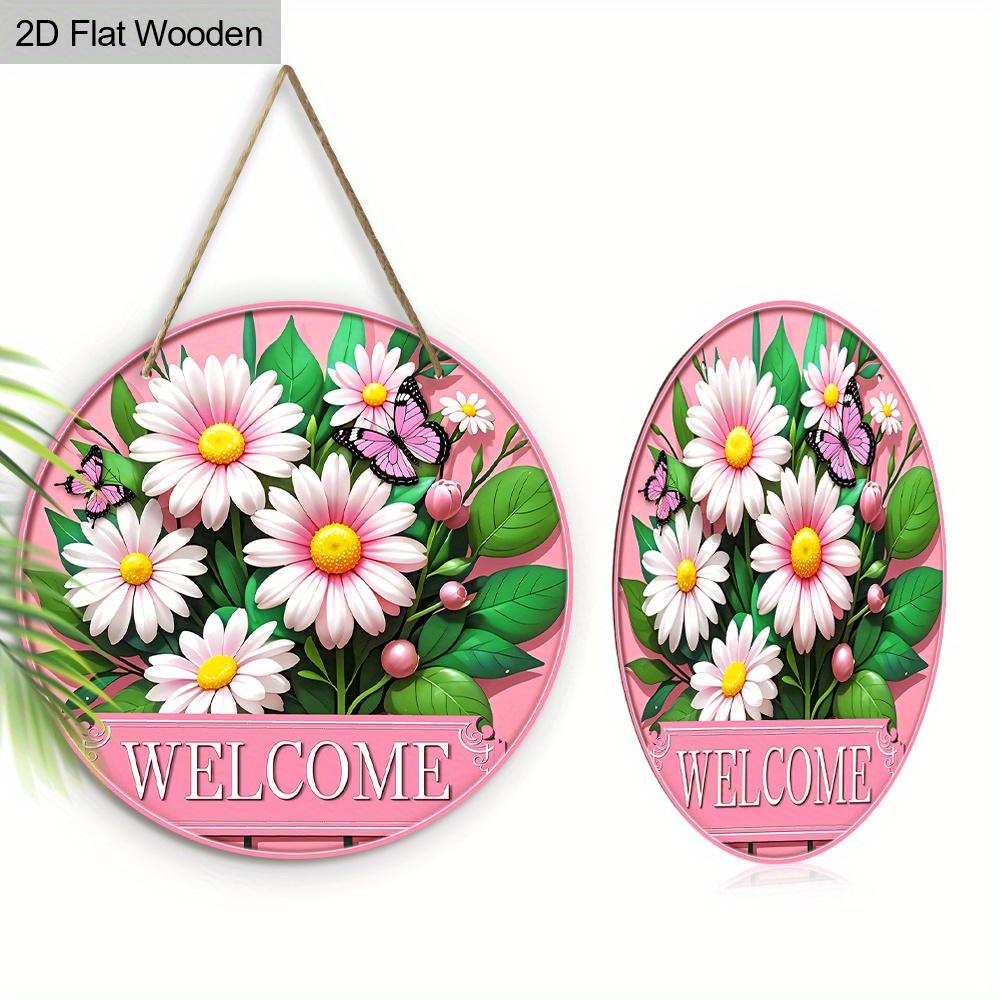 Daisy Pink Wooden Sign for Garden Decor - Charming Decorative Plaque for Home, Office, Yard, Porch Decor