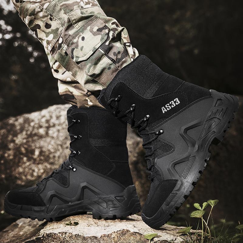 New Military Boots High-top Large-size Breathable and Wear-resistant Outdoor Camping Camping Hiking Tactical Boots Hiking Shoes