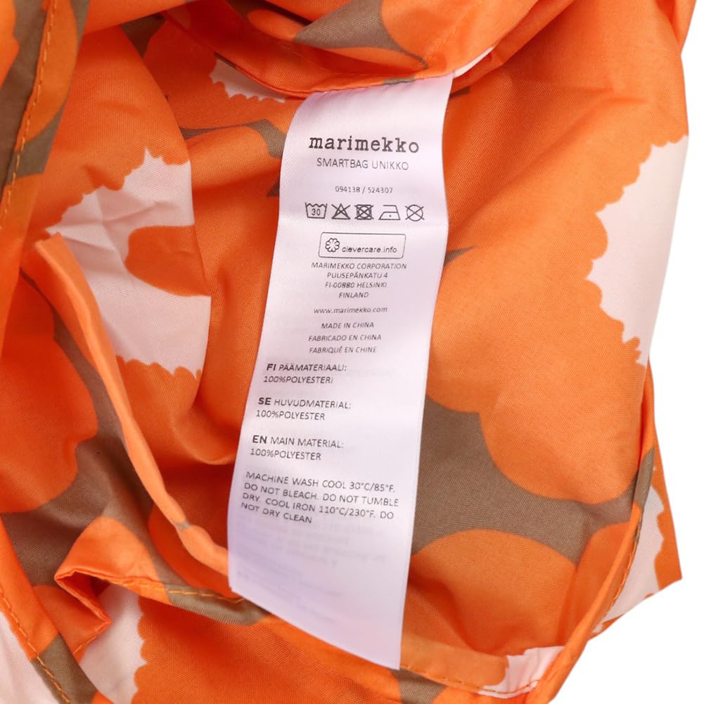 Marimekko Eco Bag, Shopping Bag, Smart Bag, Unikko, Orange, 94138 094138 218, Scandinavian Design [Parallel Import]